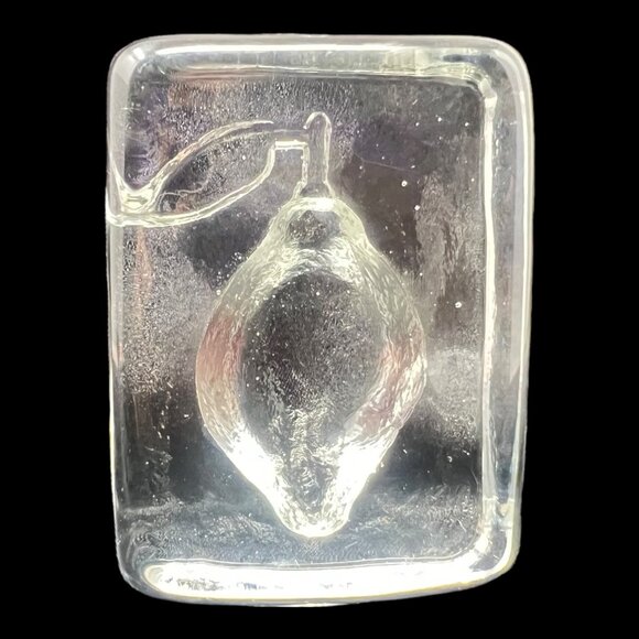 Handcrafted Art Glass Lemon Paperweight 4x2 Clear 3D Heavy Gift - Picture 3 of 8